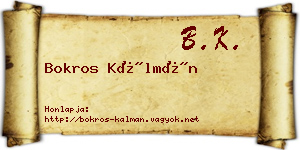 Bokros Kálmán névjegykártya